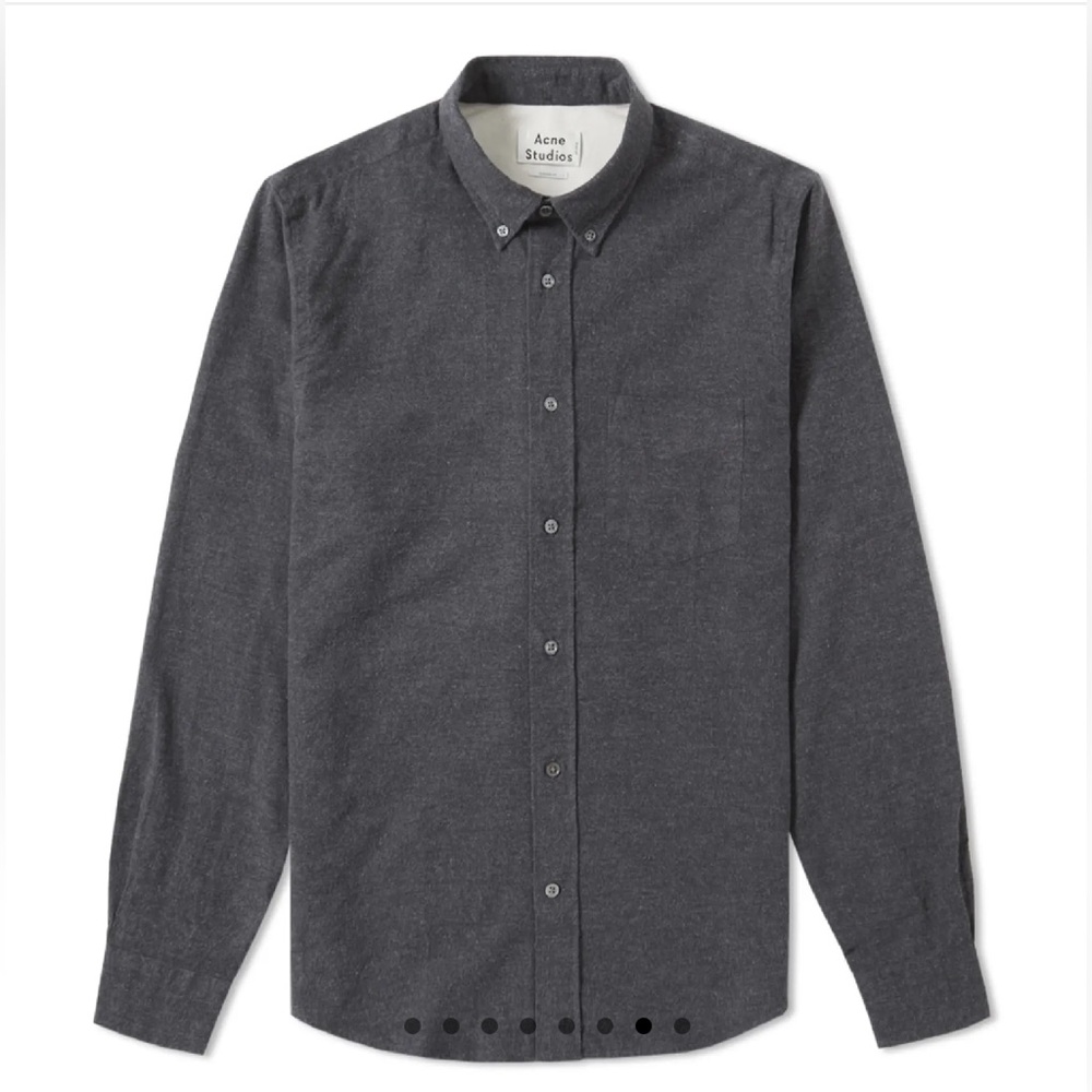 Acne Studios Isherwood brushed flannel long-sleeve shirt in dark gray
